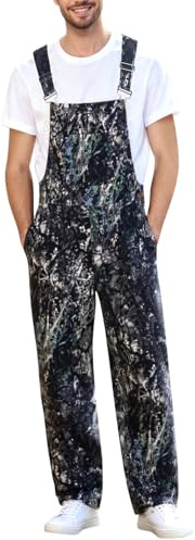 SERTAS Camo Overalls for Men Loose Fit Camouflage Jean Coveralls Adjustable Straps Work Utility Camouflage Jumpsuit