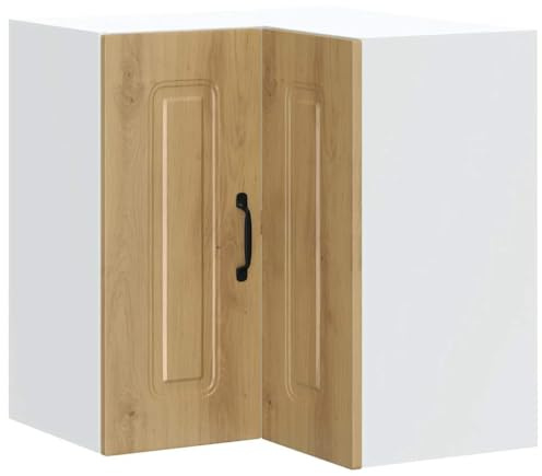 Mhdvray Armario de esquina Kalmar para cocina, armario colgante de pared, armario de cocina de madera, 57 x 57 x 60 cm, roble Artisan, ahorro de espacio