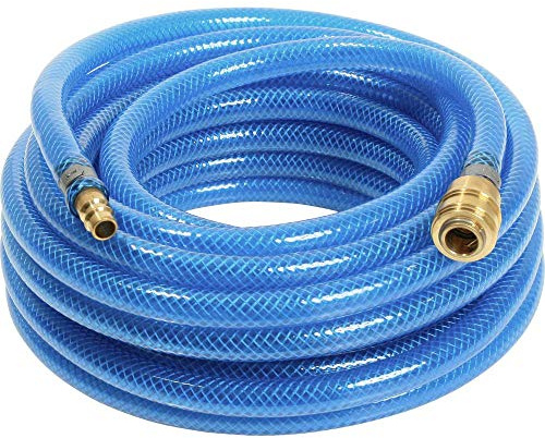 as - Schwabe Druckluftschlauch 15 m - max 15 bar - blau, 12707 | Kompressorschlauch mit Schnellverschlusskupplung & Stecktülle, Anschlus NW 7,2 - Schlauch 9 x 3mm mit Polyestergewebeeinlage