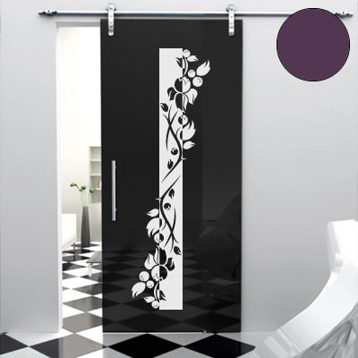 A443 Tür-/Wandtattoo Blumen Banner 180cm x 54cm aubergine (erh. in 40 Farben und 7 Größen)