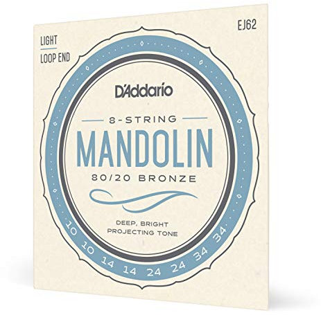 D'Addario EJ62 D`Addario Saiten Satz für Mandoline (80/20 Bronze, Light, 10-34)