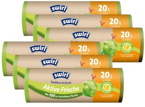 6x Swirl Aktive Frische Müllbeutel 20L (12 stk./Rolle) - Höhe 51cm