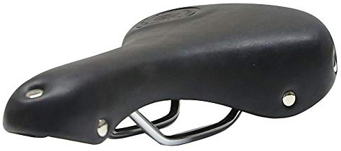UNISTRENGH Bike Saddle Classic Comfort Leather Suspension Cruiser Bicycle Seat Retro Rivet Cycling Cushion for Men Women (Black)