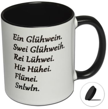 Spruchtasse inkl. Deckel Funtasse Weihnachten Kaffeebecher Weihnachtstasse Tasse mit Spruch Kaffeetasse Glühweintasse mit Aufdruck EIN Glühwein. Swei Glühweih