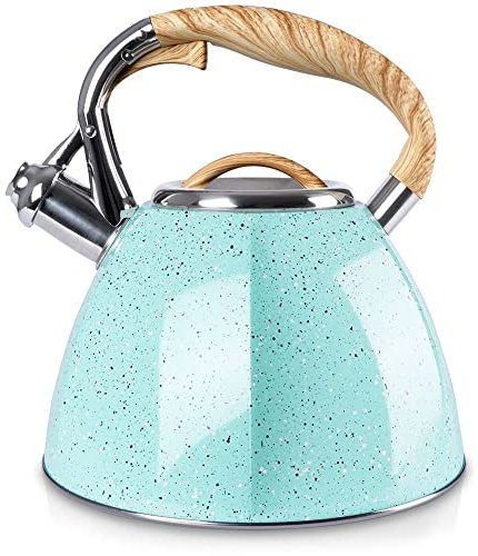 ORION Wasserkessel Induktion 3 L - Flötenkessel in Granit Blau - Edelstahl Teekessel für Gas/Induktion - Automatisches Pfeifen Öffnung - Griff Nicht Heiß - 22 cm Durchmesser, 23 cm Höhe
