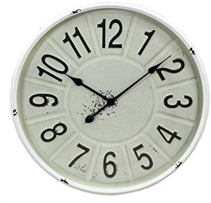 DARO DEKO Wanduhr Antik Weiss Ø 60 cm Vintage im Shabby Look