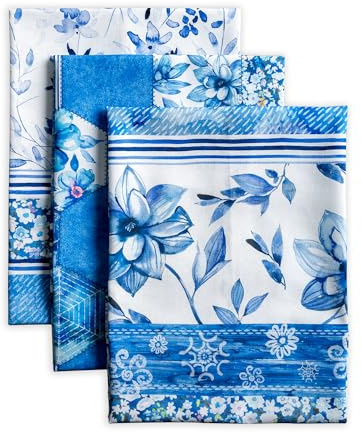 Maison d' Hermine Geschirrtuch (50 cm x 70 cm) 100% Baumwolle Set von 3, hochwertiges Küchenhandtuch für Muttertagsgeschenke, Küche, Party, Restaurant und Camping, Summer Blues – Frühling/Sommer