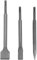 3pcs Hexagonal Chisel, Round Shank Pointed Flat Chisel, U-Shaped Chisel, Concrete Hammer Bit, Industrial Grade Electric Pickaxe Percussion Chisel