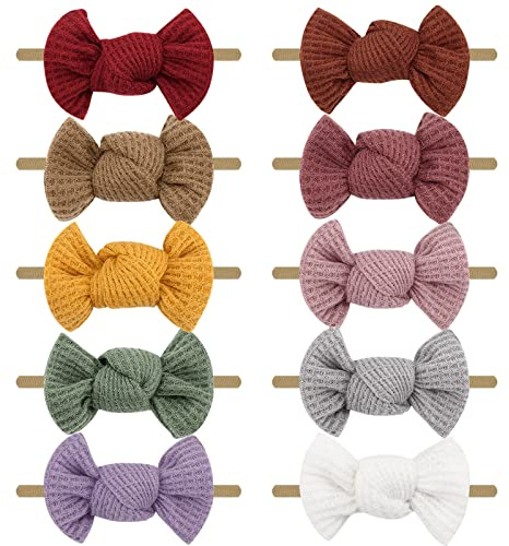 DRESHOW 10 Paket Pannband och Hårbågar i Nylon för Nyfödda Barn och Småbarn Hårtillbehör för Nyfödda Barn och Småbarn