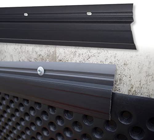 LEMAL Noppenbahn Abschlussprofil PT6, PVC Kunststoff anthrazit, Halteleiste Noppenfolie Mauerschutz (2 Meter / 1 Leiste) - Wandanschlussprofil