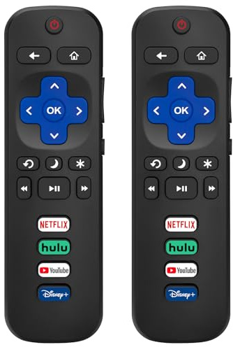 (Pack of 2) Replacement Remote Control Only for Roku TV, Compatible for TCL Roku/Hisense Roku/Onn Roku/Sharp Roku/Element Roku/Westinghouse Roku/Philips Roku Smart TVs (Not for Roku Stick and Box)