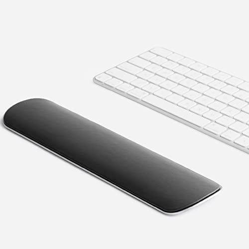 HumanCentric Tastatur-Handgelenkauflage, Handgelenkstütze für Tastatur, Premium-Büro-Schreibtisch-Zubehör in Space Grey Aluminium und schwarzem veganem Leder, ergonomische Handballenauflagen
