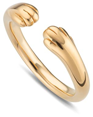 Lily Charmed - 925 Sterling Silver or 18ct Gold Plated Open Paw Adjustable Hug Ring, One Size