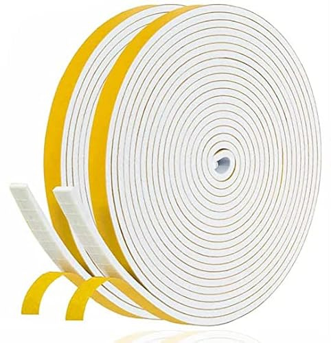 Dichtungsband Selbstklebend Fensterdichtung 6mm(B) x 3mm(D)/20m(L) Fenster Türdichtung Dichtung Schaumstoff Klebeband Schaumstoffstreifen, Gummi-Dichtungsstreifen Schalldämmung Kollision Siegel Weiß
