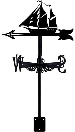 Segelschiff Wetterfahne Metall Dekorative Wetterfahne Gartenhalterung Hofpfahl Windrichtungsanzeige Edelstahl Windfahne Bauernhof Langlebige Szene