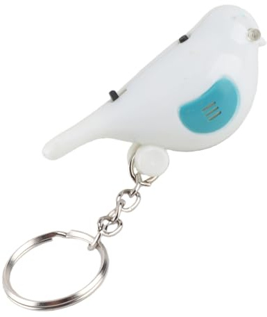 Semme Schlüsselfinder, Whistle Bird LED Schlüsselfinder Sprachsteuerung Vogelform Schlüsselanhänger Key Anti-Lost Tracer Finder mit Batterie für Key Wallet Handy(Weiß)