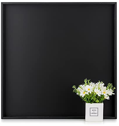 Hanobe Tablett Serviertablett Holztablett Groß: Deko Tablett Holz Gross Eckig Dekotablett Schwarz mit Griff 52cm Serviertabletts Modern Rechteckig Quadratisch für Küche Home Schwarzes