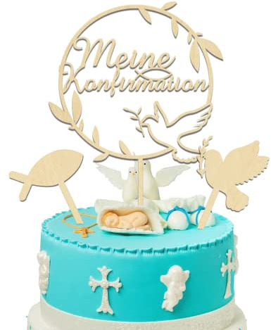 Kuchendekoration zur Konfirmation und Erstkommunion, aus Holz, für Partys von Jungen und Mädchen