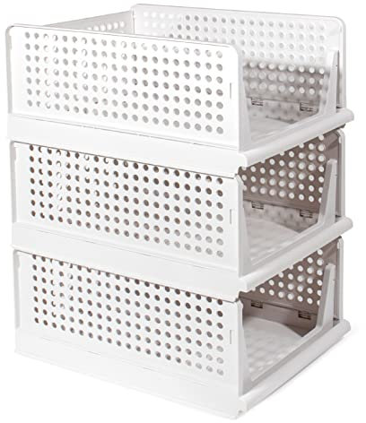 GREELUE Schrank Organizer Kleiderschrank 3 Stück, Faltbare Aufbewahrungsbox, Ordnungssystem für Schubladen, Schließfächer, Kleiderschränke (Weiß)