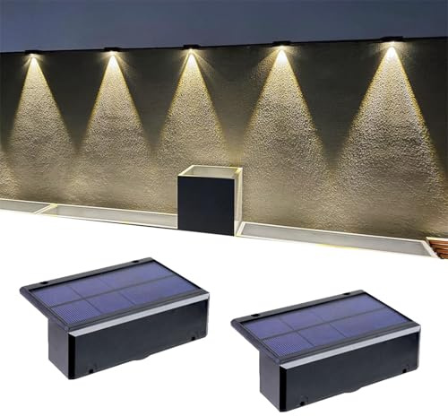 kpslucerna LED Solarleuchten Für Außen, 2 Stück IP65 Solarleuchte, Garten, Treppenlicht, Wasserdicht, Beleuchtung, Für Balkon, Staketenzaun Haus Deck Porch Zaun Warmweiß Lampe