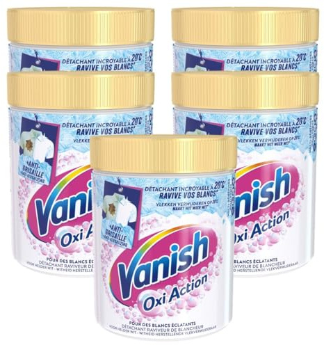Vanish Oxi Action Fleckenentferner, weiß, Pulver wirksam ab 20 °C, 5 Packungen à 940 g