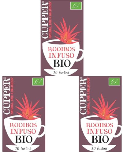 CUPPER Infuso Biologico Rooibos, Antiossidanti, Rinfrescante e Gustoso Senza Teina, Caffeina, Ingredienti da Agricoltura Biologica, Confezione da 60 Bustine