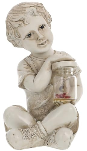 Yardwe Solar Lamp Sculpture Outdoor Garden Figurine Boy Statue Decor Solar Powered Landscape Lighting 3.5X3.5X7.2 Inches Weatherproof Lantern for Yard Patio