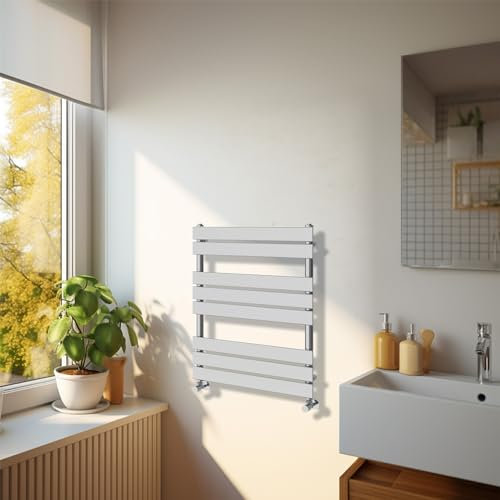 NRG Radiador toallero moderno para baño, 800 x 600 mm, panel plano, calefacción, cromado, para sala de estar y cocina