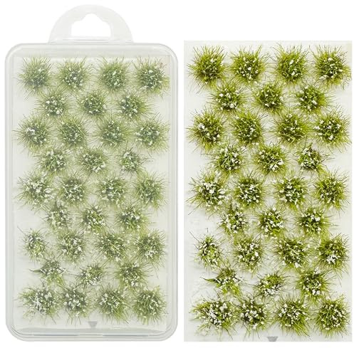 Woohome 32 Pz Blanco Modelo Árbol Césped Mechones de Hierba Wasteland Tuft para Tren Paisaje Ferroviario, Modelo de Racimo de Hierba Estática Clúster de Hierba