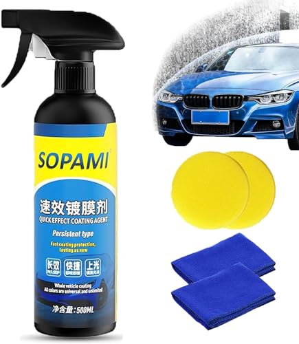 Spray de revêtement de voiture Sopami, enlève le Film d'huile de verre de voiture, Sopami enrobe rapidement le Spray de polissage de cire de voiture (Pulvérisation * 1)