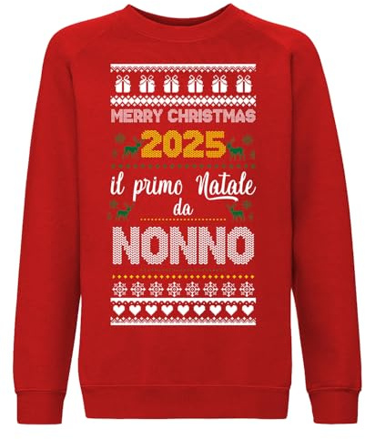 fashwork Felpa Natale 2025 Personalizzabile – Il Primo Natale in Famiglia – Felpa Girocollo Natalizia Divertente – Idea Regalo di Natale per Uomo e Donna
