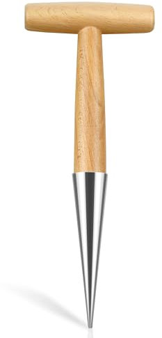 Milifox Blumenzwiebelpflanzer,Pflanzholz Blumenzwiebeln mit T-Griff,Pflanzhilfe für Blumenzwiebeln,Zwiebelpflanzer Garten für Gemüse,Blumen und Tulpenzwiebeln