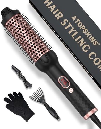 38mm Double PTC Thermal Brush Warmluftbürste, Haarstyling Lockenbürste, Volumen Haar Kamm Rundbürste, Double Spannung Stylingbürsten für Reise, Geschenke für Frauen, Hot Brush LCD-Anzeige 120-210℃