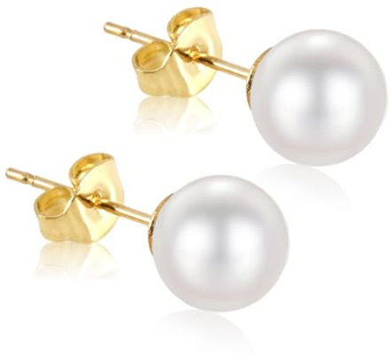 Perlen Ohrringe Gold,Süßwasserperlen Ohrringe Perlen,Ohrstecker Perle für Frauen,Runde Perlenohrringe Gold,Perlen Ohrstecker Gold Ohrringe,für Muttertag,Valentinstag,Weihnachtstag,Geburtstag