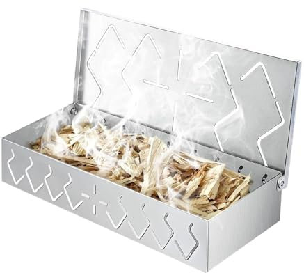 Scatola per affumicatura con coperchio, per barbecue carbonella, affumicatore in acciaio inox per barbecue carbonella, griglia multifunzione carbone per costole, pollo, salsicce, maiale e pesce
