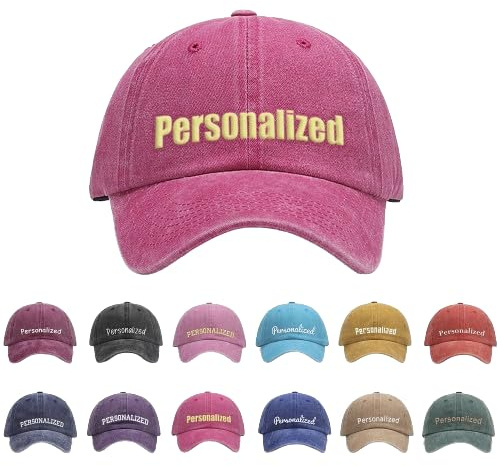 GELLEDI Casque de Baseball personnalise, brodé Casquette de Papa réglable Vintage Unisexe Casquette de Baseball, Rose Rouge