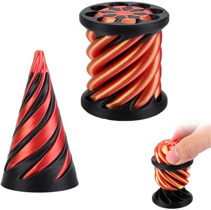 2stk Durchgangs-Zappelspielzeug, 6,6x3,8x3,8cm Und 5x4,6x4,6cm Unmögliche Kegel-Durchgangsskulptur Spiralkegel-Zappelspielzeug Stressabbau(Konisch, Zylindrisch)