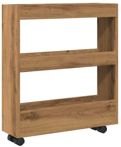 vidaXL Aufbewahrungswagen Schmal 3 Etagen Artisan-Eiche Holzwerkstoff