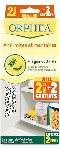 Orphea - Anti tarme alimentari, 2 confezioni di 4 trappole adesive appiccicose (2 gratuite) con feromone: agisce dopo 1 ora contro le tarme - Durata 2 mesi