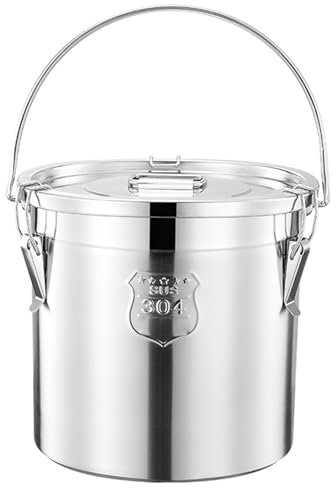 MNIHSFRTY Contenitore ermetico in Acciaio Inox, Secchio sigillato con Coperchio, Contenitore ermetico, barile, Contenitore per Alimenti per Cucina, Bar, ristoranti, 5 l