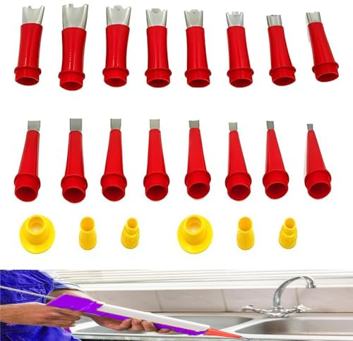 Changyeah Set di ugelli per guarnizioni in acciaio inox, 22 pezzi, un set di punte per cartuccia monoblocco, ugelli in acciaio inox ABS in plastica, per finestre e bagno
