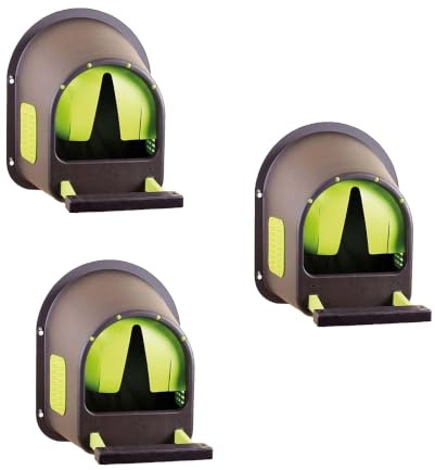 horizont MyCozyNest Wall Mounted Chicken Nest - Pack of 3 | Nest for chickens, large plastic chicken box, laying box, poultry nest, very robust (brown | lime green)