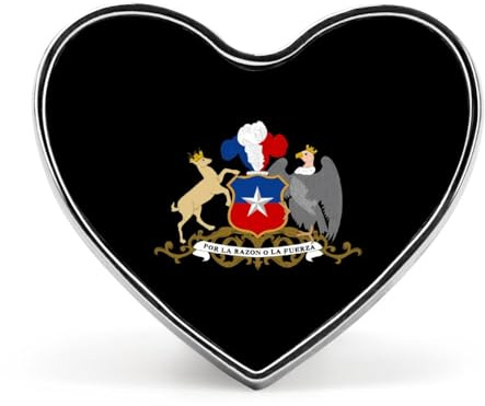 Chile - Pin de solapa con emblema nacional chileno de corazón esmaltado para mochila, broches, insignia, joyería, estética, chaquetas, sombreros, decoración artística