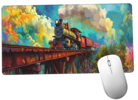 Paisaje Alfombrilla Ratón 1400x600x3mm Alfombrilla Raton XXL con Base de Goma Antideslizante, Accesorios Gaming Tren, Ordenador Gamer Regalos, Mouse Pad Gaming Mejora La Precisión Y La Velocida Y1288