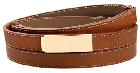 Ouxayapl Gürtel Damen, Ledergürtel Damen, Taillengürtel Brauner, 55-97cm Einfarbiges Klassisches Legierungs Twist Lock Verstellbarer Dünner Gürtel Für Kleider Jeans, Geschenke Für Frauen (Braun)