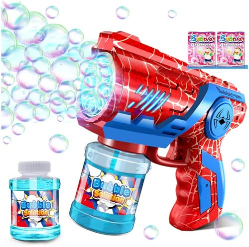 Pistola per bolle di sapone per bambini, macchina per bolle di sapone, bolle, luce a LED, per bambini, per bolle di sapone, elettrico, 90 ml, serbatoio automatico Bubble Maker per feste, matrimoni