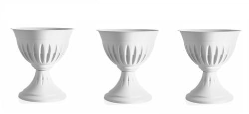 mille idee 3 Vasi Vaso fioriera fioriere a colonna calice vaso con piede bianco per fiori giardino cm D.43x46h