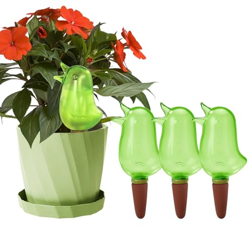 4 Pack Self Watering Spikes, Indoor Plant Watering Globes, Bird Shape Automatic Irrigation Spikes,Plant Watering Devices (Green)
