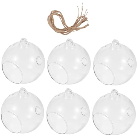 BESTYASH 6pièces Photophore Suspendu Verre Boule Sphérique Terrarium pour Bougie Chauffe-Plat Décoration Table Événement Spécial