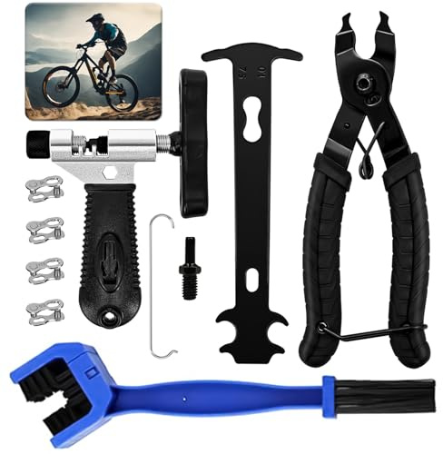 Derive Chaine Velo - Kit Reparation Velo avec Derive Chaine, Pince de Maillon, Chaine Gauge, Attache Rapide Chaine Velo et Nettoyeur Chaine Velo - Entretien Velo pour Velo/VTT - Gicctyble